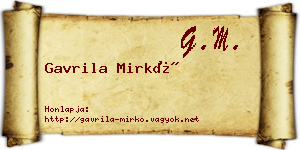 Gavrila Mirkó névjegykártya